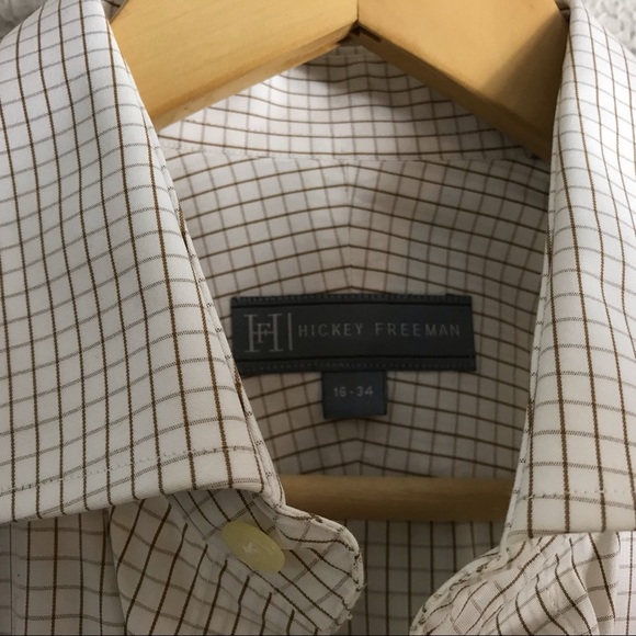 Hickey Freeman Cotton Plaid‎ Button Up Shirt 16 - 34 Business Casual Lightweight - Picture 6 of 7